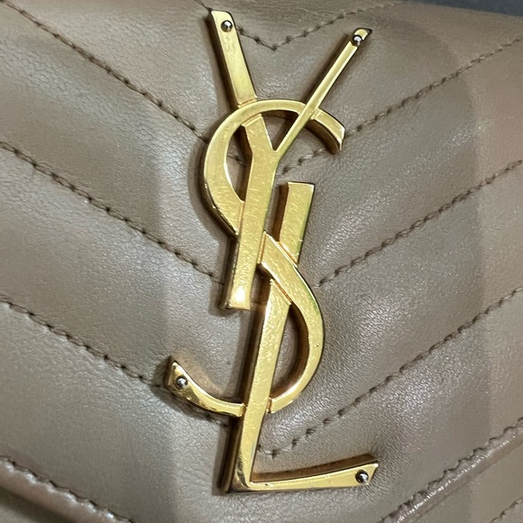 Beige Saint Laurent Cassandre Envelope Flap Wallet on Chain - Picture 11 of 15